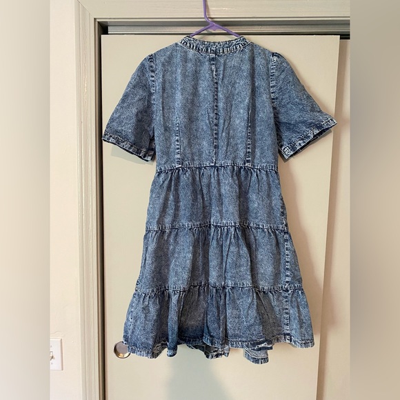 Shein French puff sleeve button thru ruffle hem denim dress - Picture 12 of 13